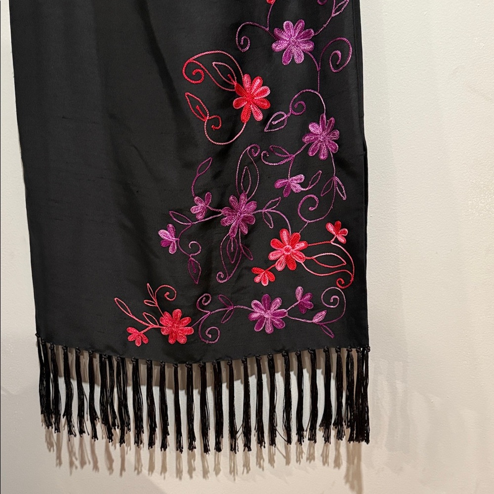 INC International Concepts Black Skirt with Pink and Purple Floral Embroidery - Picture 6 of 9